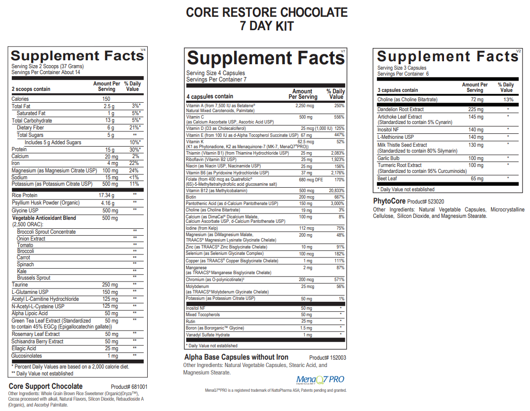 Core Restore-7 Day Kit Chocolate